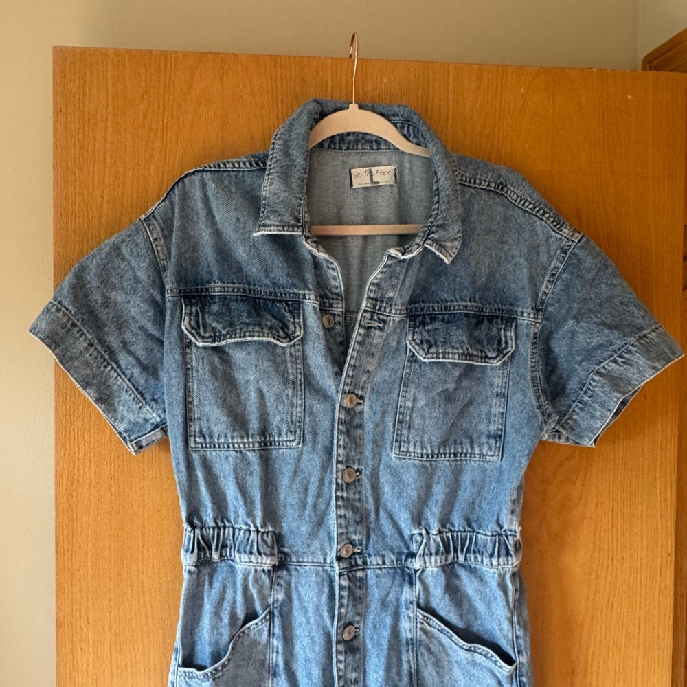 We The Free Light Blue Denim Top